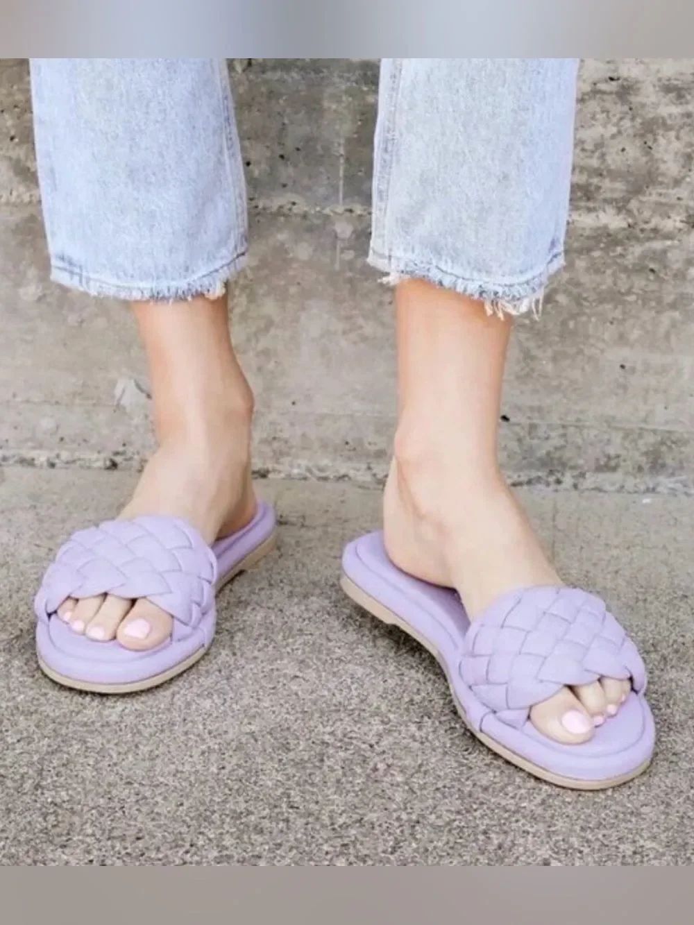 Seychelles BELLISSIMA Lavender Purple Puffy Woven Leather Padded Slide Sandals